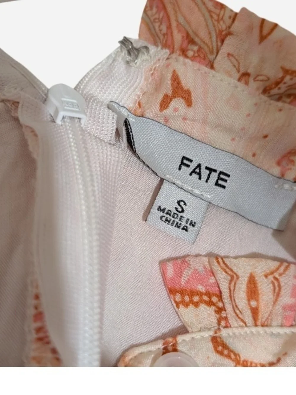 Pre-owned Fate Coral Paisley Ruffle Mini Dress - Picture 5 of 10